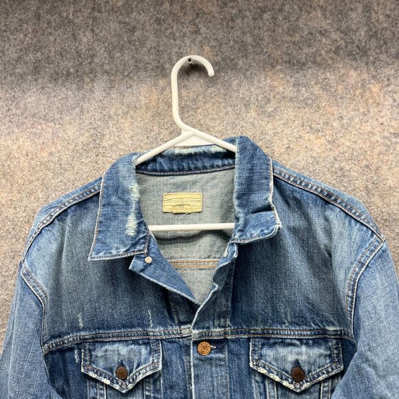 Ralph Lauren Denim Jacket Women Large Blue Jean Button Down Vintage Distressed - Picture 7 of 12